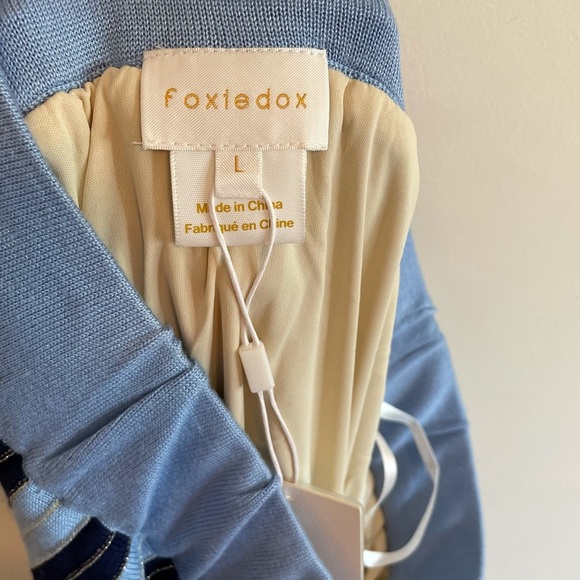 NWT FoxieDox Nina Blue Stripe Knit Midi Skirt - Picture 4 of 5